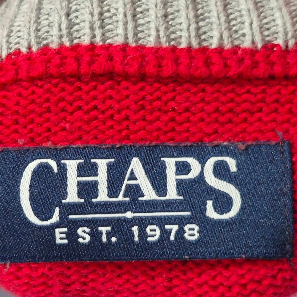 Chaps red reindeer winter Christmas holiday quarter zip sweater men's XL - Picture 8 of 13